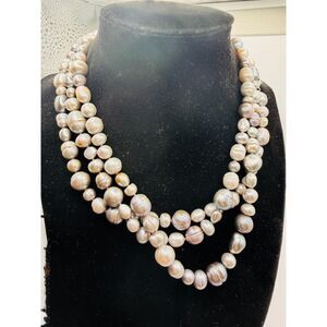 Vintage Honora Pearl Necklace - Opera Length - Sterling Silver Clasp